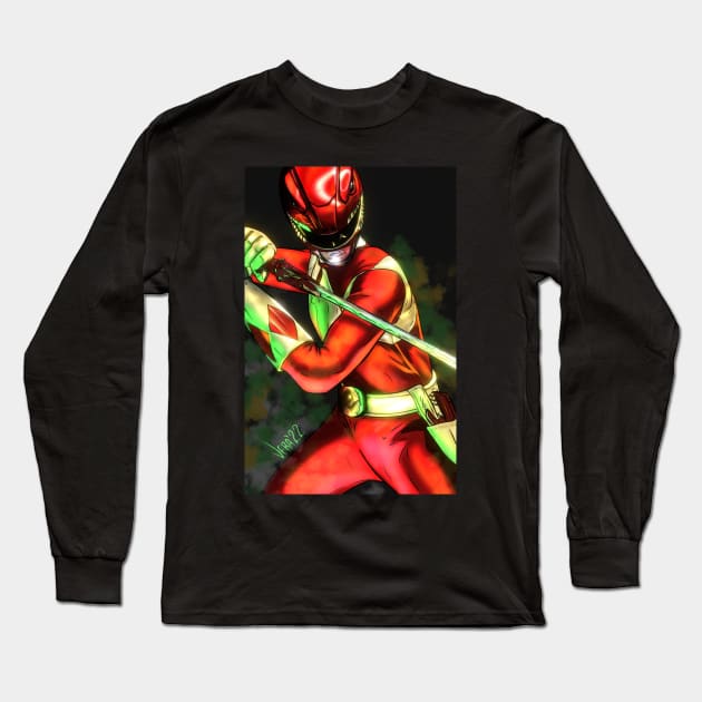 red ranger Long Sleeve T-Shirt by ArtByVincentVera